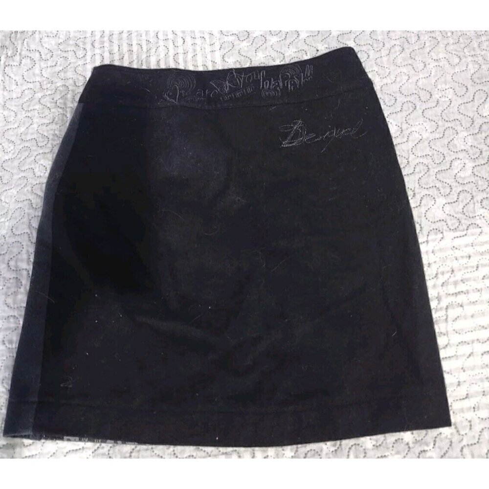 Desigual Womens Size XS Black Wool Blend Patchwork Button Front Mini Skirt - Picture 2 of 13